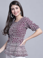 Jainish Women's WoChikankari & Sequins Work Empire Top - Purple