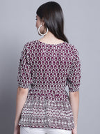 Jainish Women's WoChikankari & Sequins Work Empire Top - Purple