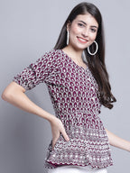 Jainish Women's WoChikankari & Sequins Work Empire Top - Purple
