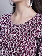 Jainish Women's WoChikankari & Sequins Work Empire Top - Purple