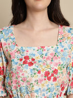 Jainish Women's Floral Print Puff Sleeves Top - Multi