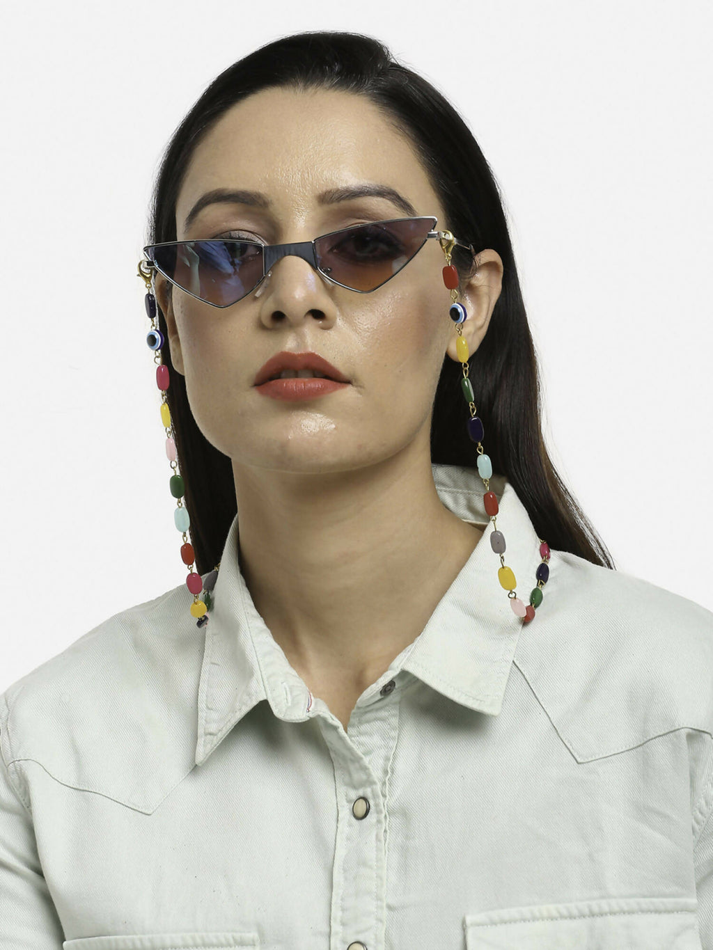 Multicolored Beaded Evil Eye Mask Chain - Ruby Raang - Distacart
