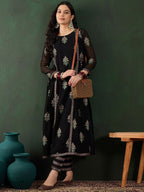 Sangria Floral Printed A-Line Kurta With Trouser
