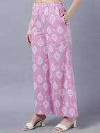 Myshka Stylish Pink 3/4 Sleeve Women's Kurta Palazzo Set - Distacart