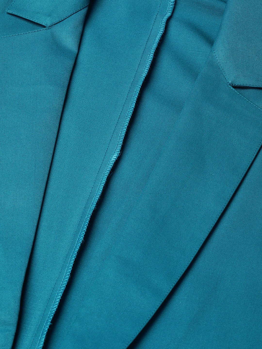 Jompers Women Teal Blue Solid Single-Breasted Smart Casual Blazer - Distacart