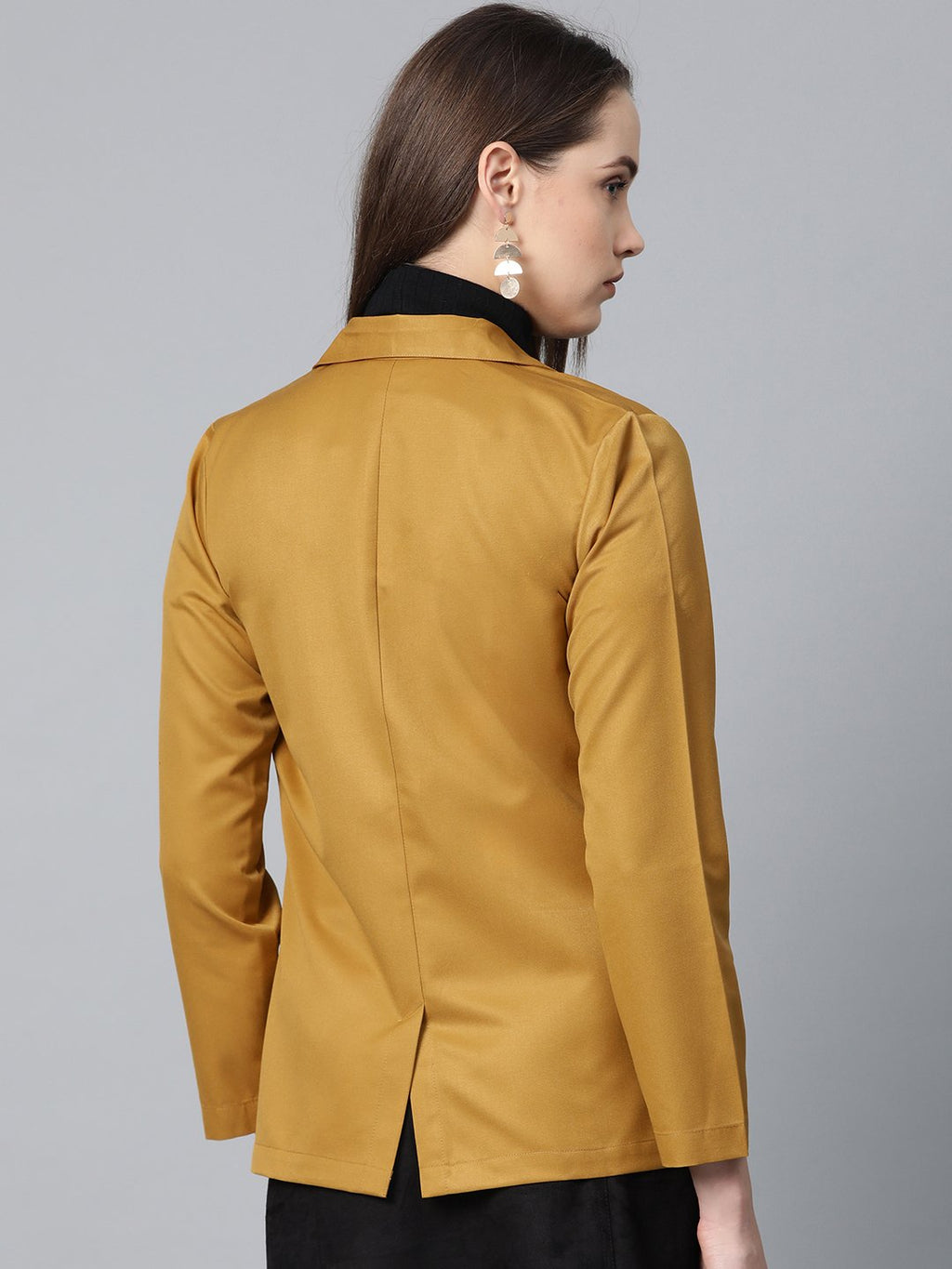 Jompers Women Mustard Solid Single-Breasted Smart Casual Blazer - Distacart