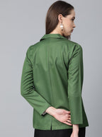 Jompers Women Olive-Green Solid Single-Breasted Smart Casual Blazer - Distacart