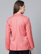 Jompers Women Peach Solid Single-Breasted Smart Casual Blazer - Distacart