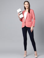 Jompers Women Peach Solid Single-Breasted Smart Casual Blazer - Distacart