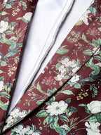 Jompers Women Maroon & Green Satin Floral Print Single-Breasted Casual Blazer - Distacart