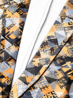 Jompers Women Mustard Yellow & Grey Satin Finish Printed Single-Breasted Blazer - Distacart
