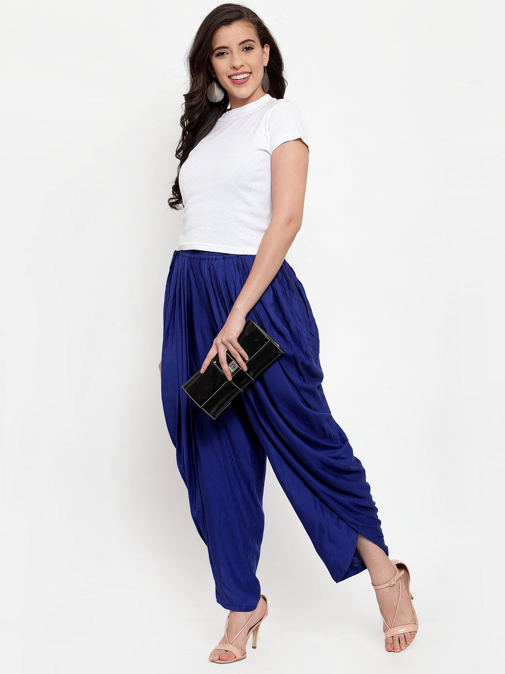 Jompers Women Royal-Blue Solid Dhoti - Distacart