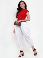 Jompers Women White Solid Dhoti - Distacart