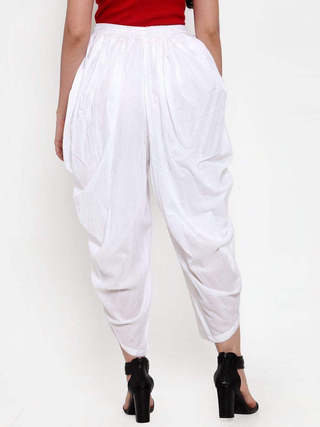 Jompers Women White Solid Dhoti - Distacart