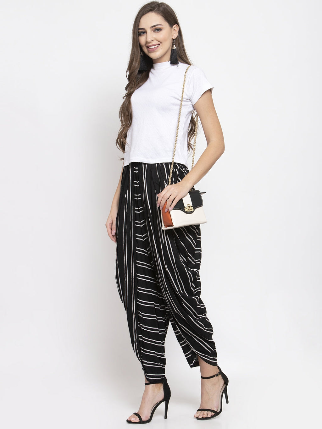 Jompers Women Black Stripped Dhoti - Distacart