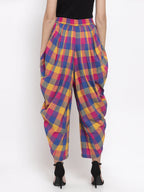 Jompers Women Pink and Yellow Checked Dhoti - Distacart
