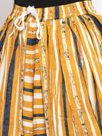 Jompers Women Yellow and Blue Stripped Dhoti - Distacart