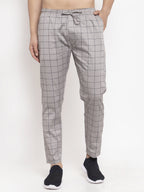 Jainish Men's Grey Checked Cotton Track Pants ( JOG 012Grey ) - Distacart
