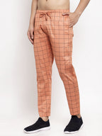 Jainish Men's Orange Checked Cotton Track Pants ( JOG 012Orange ) - Distacart