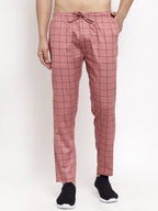 Jainish Men's Peach Checked Cotton Track Pants ( JOG 012Peach ) - Distacart