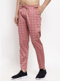 Jainish Men's Peach Checked Cotton Track Pants ( JOG 012Peach ) - Distacart