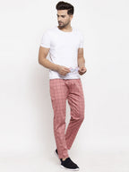 Jainish Men's Peach Checked Cotton Track Pants ( JOG 012Peach ) - Distacart