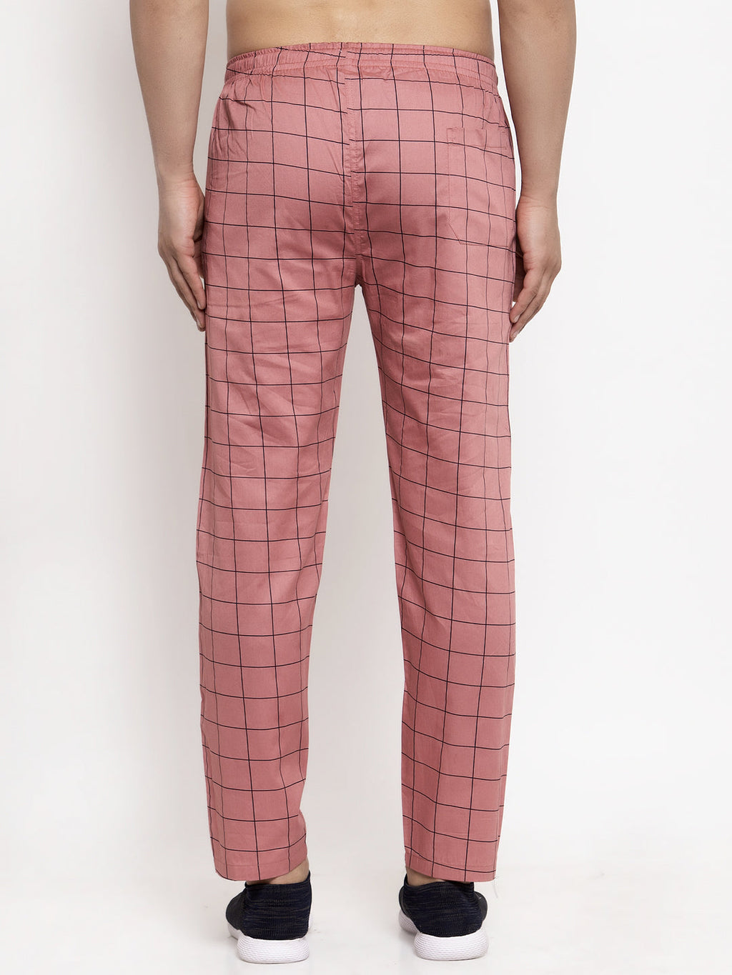 Jainish Men's Peach Checked Cotton Track Pants ( JOG 012Peach ) - Distacart