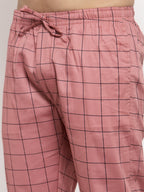 Jainish Men's Peach Checked Cotton Track Pants ( JOG 012Peach ) - Distacart