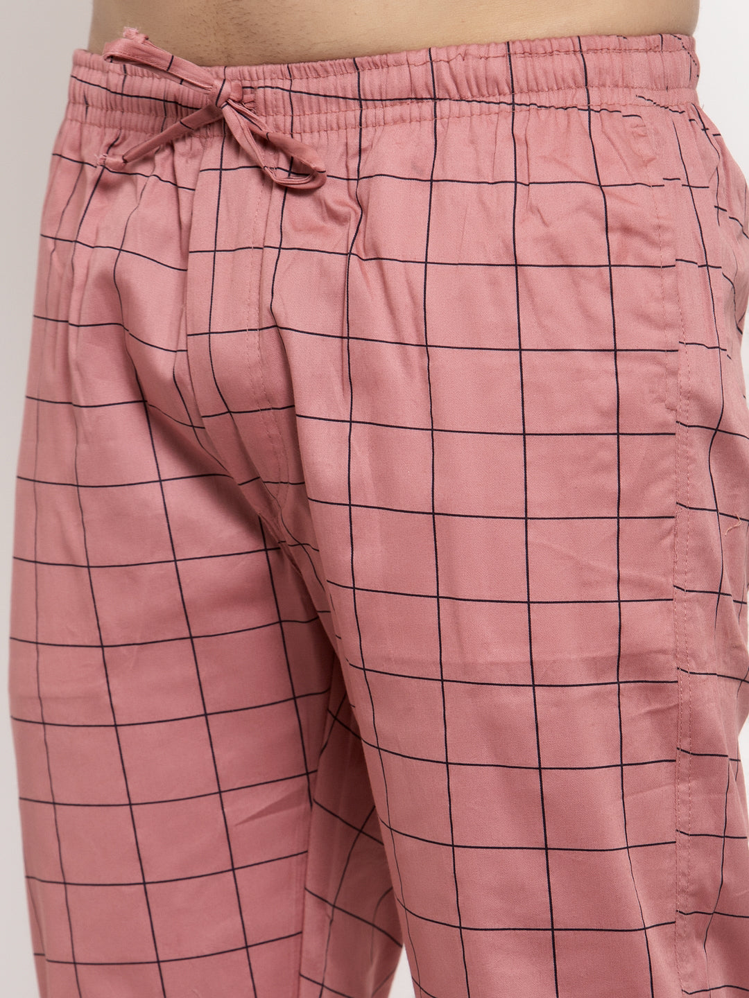Jainish Men's Peach Checked Cotton Track Pants ( JOG 012Peach ) - Distacart