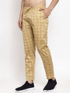 Jainish Men's Rust Checked Cotton Track Pants ( JOG 012Rust ) - Distacart
