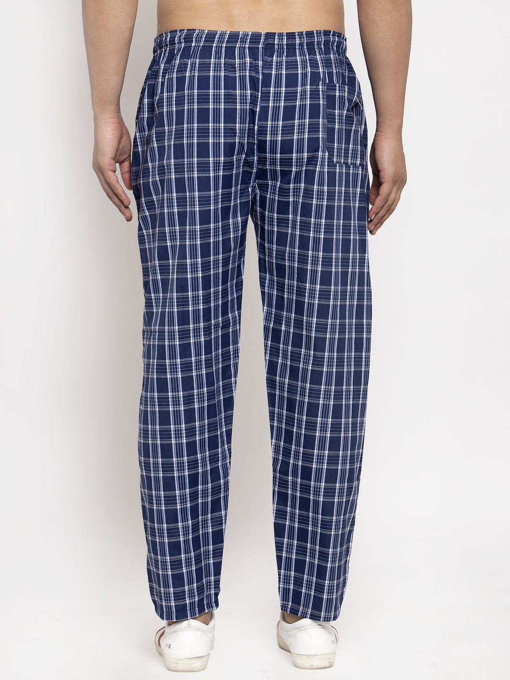 Jainish Men's Blue Checked Cotton Track Pants ( JOG 013Blue ) - Distacart