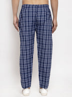 Jainish Men's Blue Checked Cotton Track Pants ( JOG 013Blue ) - Distacart