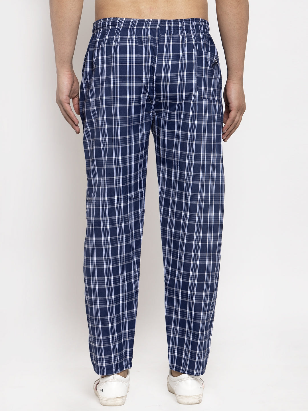 Jainish Men's Blue Checked Cotton Track Pants ( JOG 013Blue ) - Distacart
