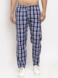 Jainish Men's Navy Blue Checked Cotton Track Pants ( JOG 013Navy-Blue ) - Distacart