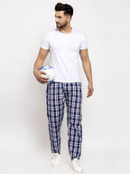 Jainish Men's Navy Blue Checked Cotton Track Pants ( JOG 013Navy-Blue ) - Distacart