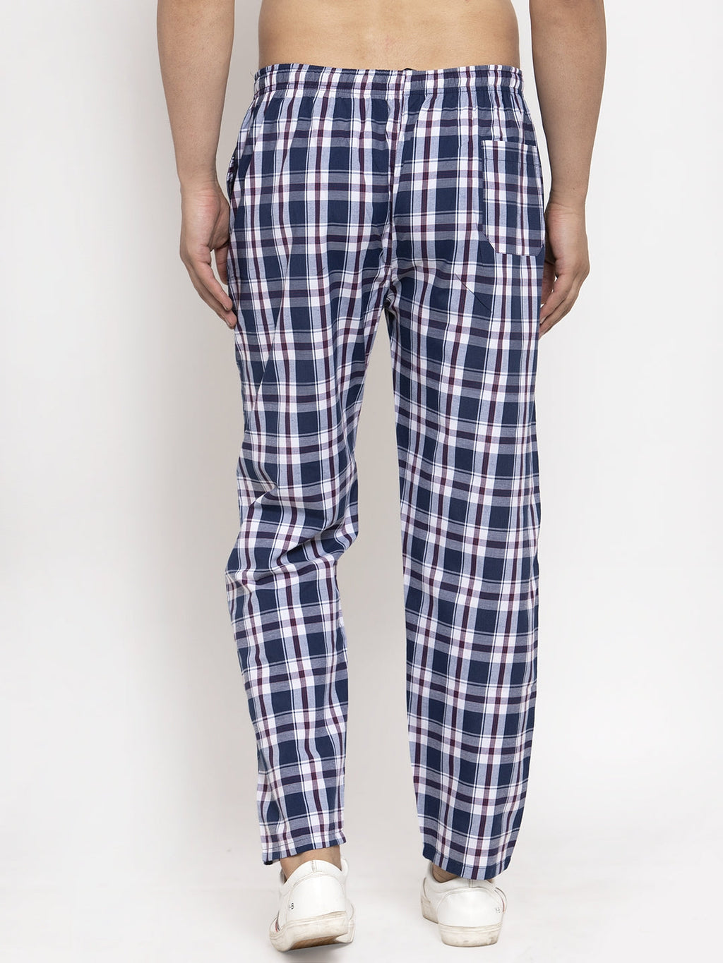 Jainish Men's Navy Blue Checked Cotton Track Pants ( JOG 013Navy-Blue ) - Distacart