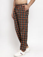 Jainish Men's Orange Checked Cotton Track Pants ( JOG 013Orange ) - Distacart