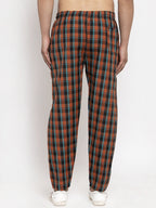 Jainish Men's Orange Checked Cotton Track Pants ( JOG 013Orange ) - Distacart