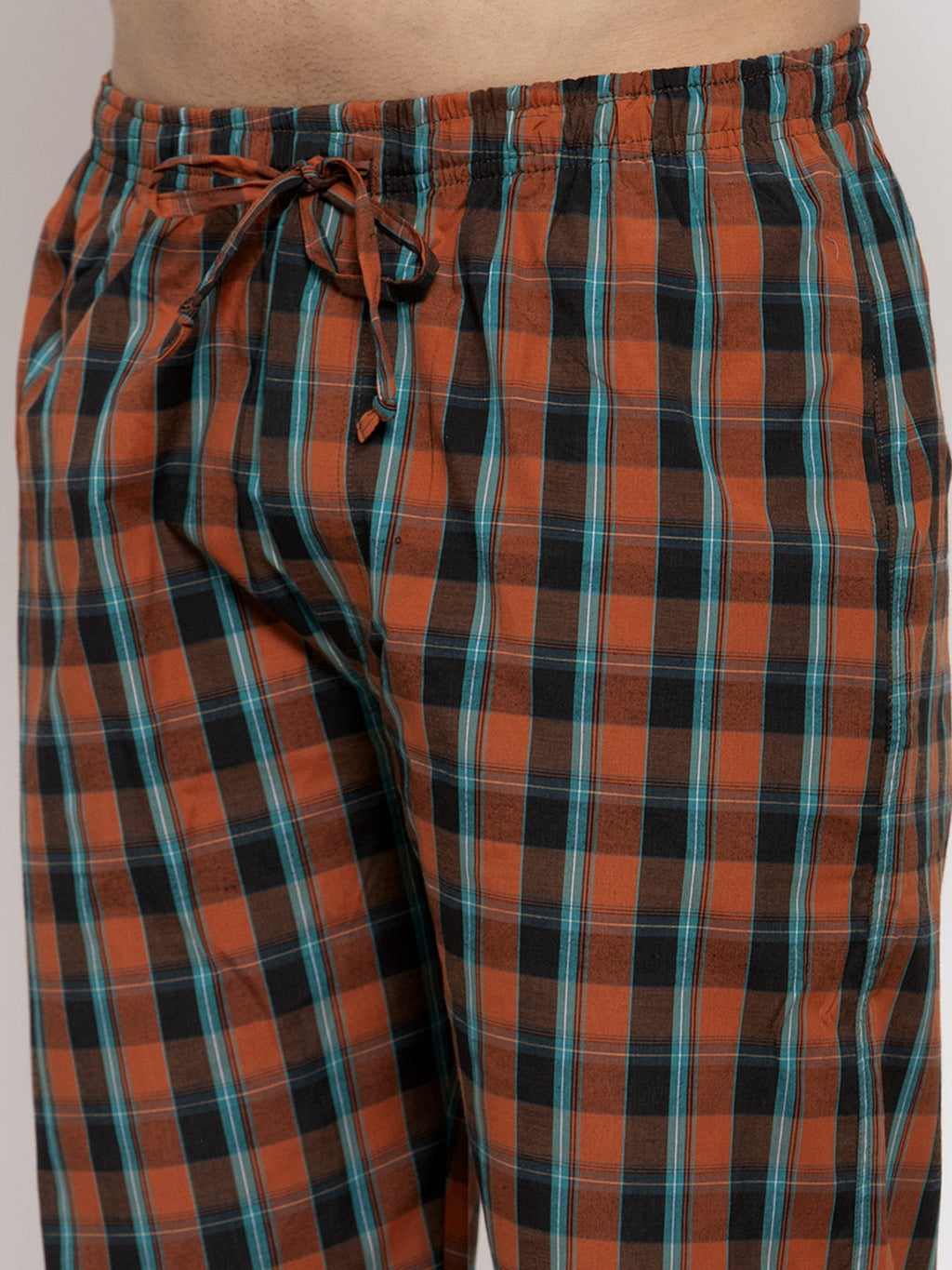 Jainish Men's Orange Checked Cotton Track Pants ( JOG 013Orange ) - Distacart