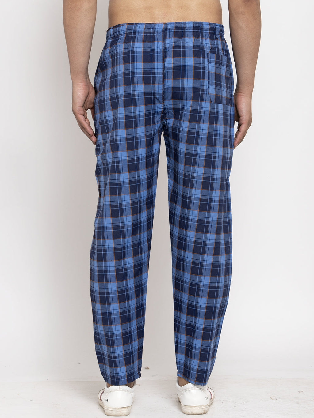 Jainish Men's Blue Checked Cotton Track Pants ( JOG 013Royal-Blue ) - Distacart