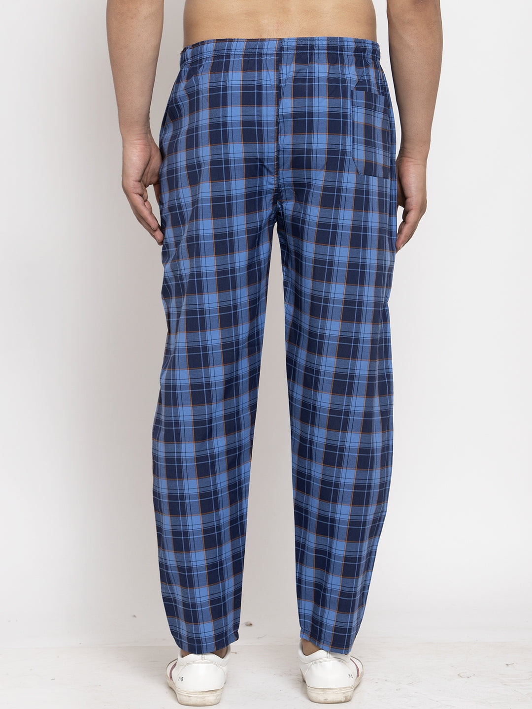 Jainish Men's Blue Checked Cotton Track Pants ( JOG 013Royal-Blue ) - Distacart