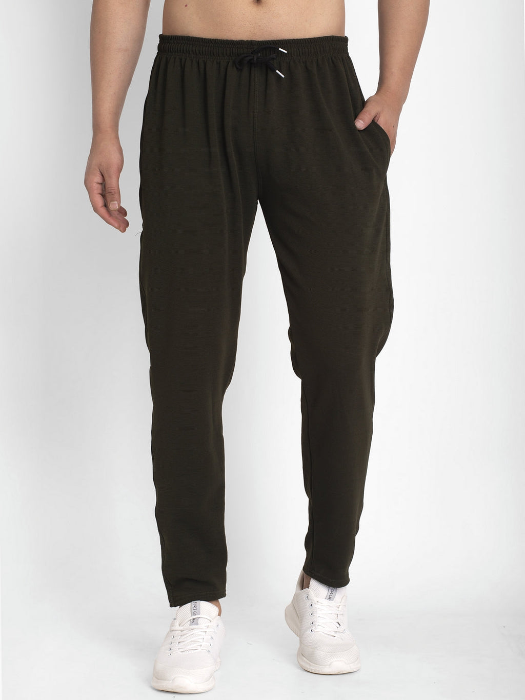 Jainish Men's Olive Solid Track Pants ( JOG 014Olive ) - Distacart
