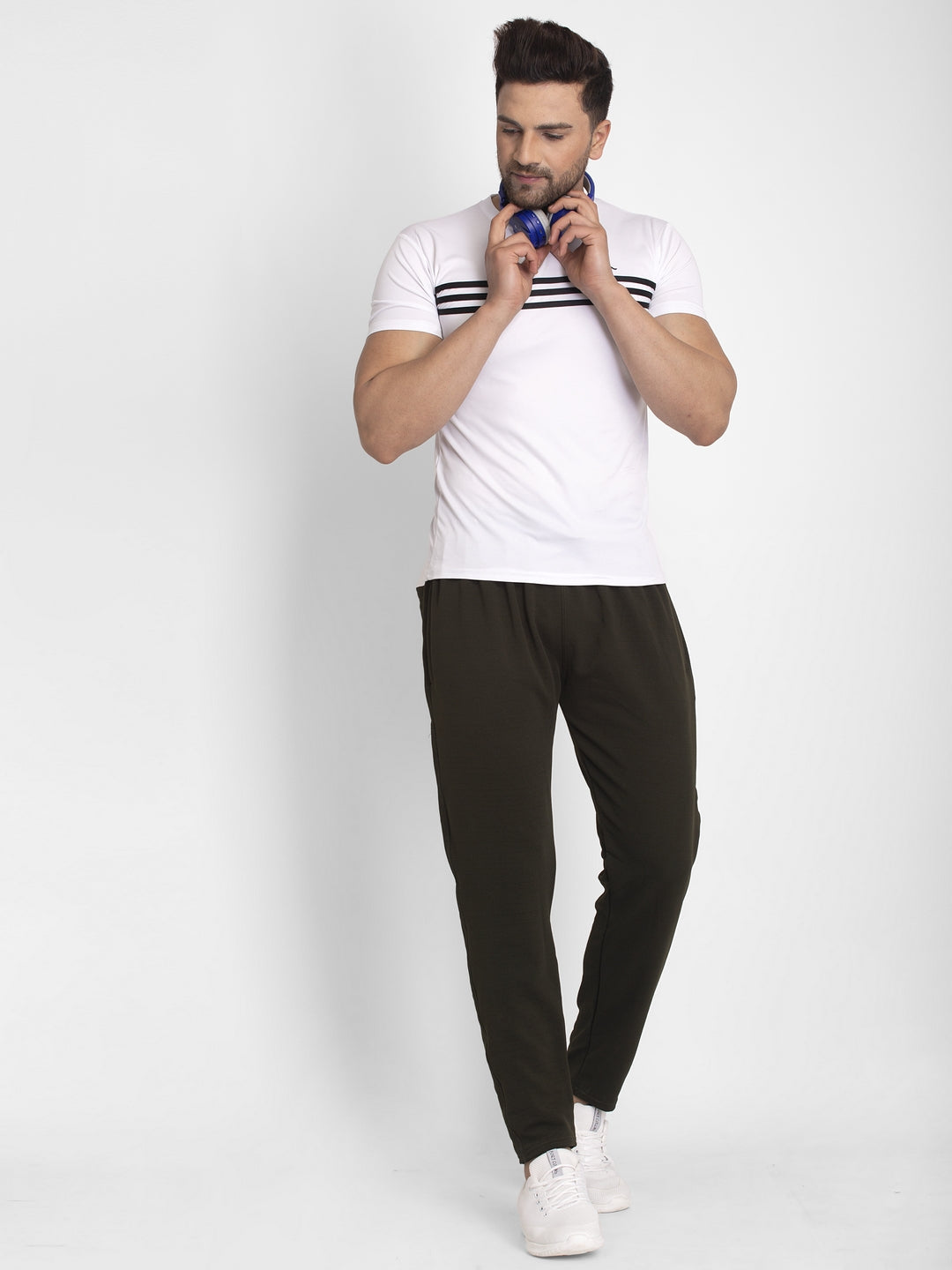 Jainish Men's Olive Solid Track Pants ( JOG 014Olive ) - Distacart