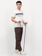 Jainish Men's Brown Cotton Checked Track Pants ( JOG 015Brown ) - Distacart