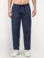 Jainish Men's Navy Blue Cotton Checked Track Pants ( JOG 015Navy ) - Distacart