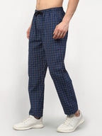 Jainish Men's Navy Blue Cotton Checked Track Pants ( JOG 015Navy ) - Distacart