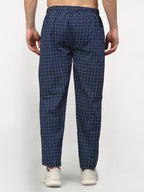 Jainish Men's Navy Blue Cotton Checked Track Pants ( JOG 015Navy ) - Distacart