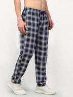 Jainish Men's Navy Blue Cotton Checked Track Pants ( JOG 016Navy ) - Distacart