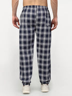 Jainish Men's Navy Blue Cotton Checked Track Pants ( JOG 016Navy ) - Distacart