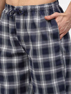 Jainish Men's Navy Blue Cotton Checked Track Pants ( JOG 016Navy ) - Distacart